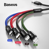 Cáp sạc nhanh đa năng Baseus Rapid Series 4 trong 1 cho iPhone/ iPad, Smartphone & Tablet Android (3.5A, 1.2M, Type C/ Micro/ Lightning)
